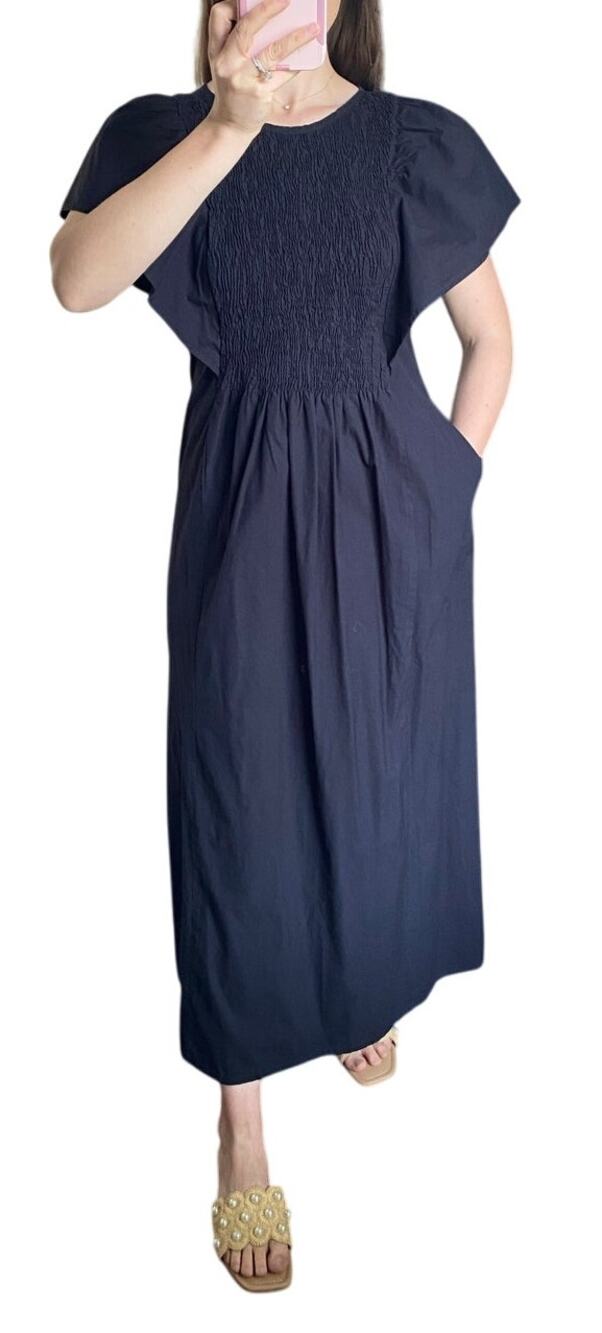 Anna Cate Black Smocked Flutter Sleeve Midi Maxi Cotton Dress Tuckernuck